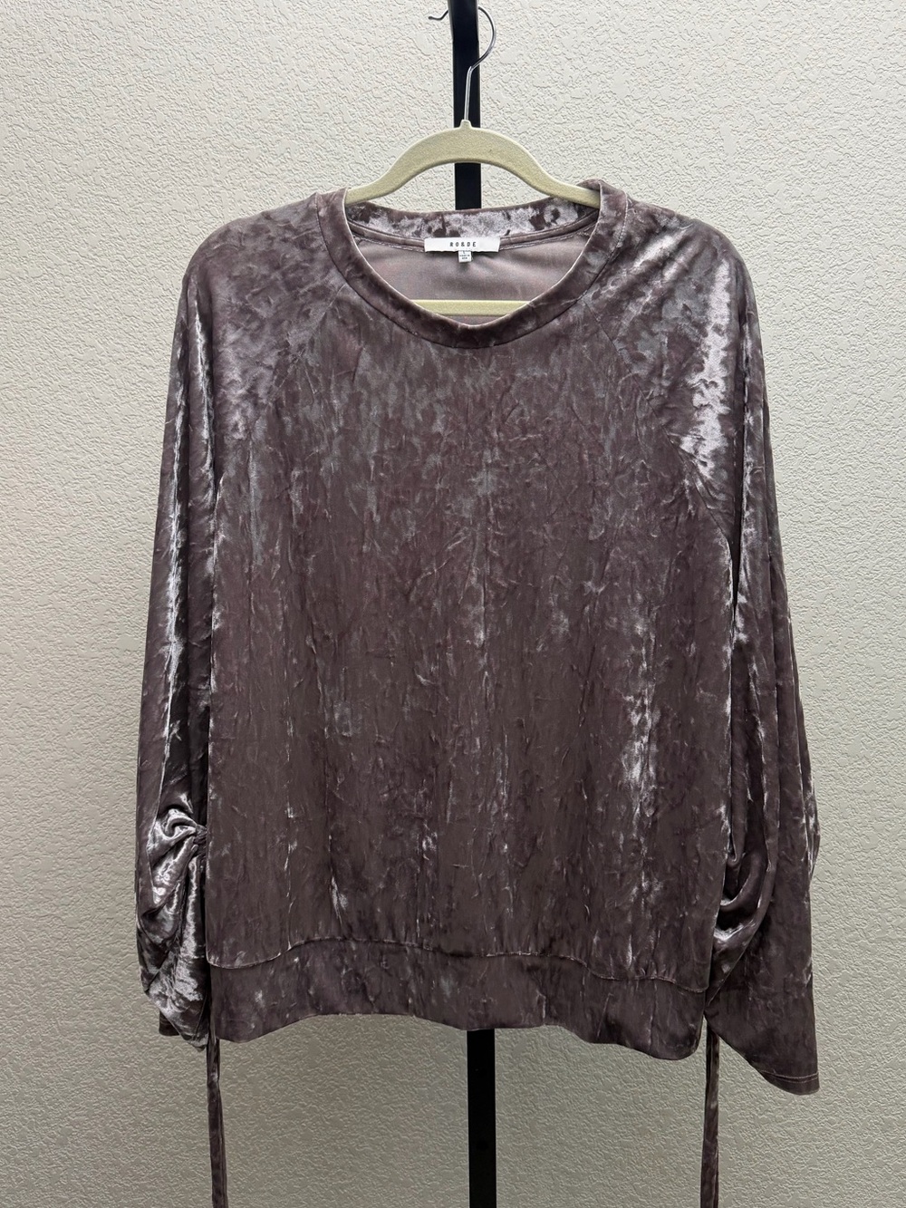 Anthropologie Ro&De Women’s Velour Long Sleeve Rucched Top
